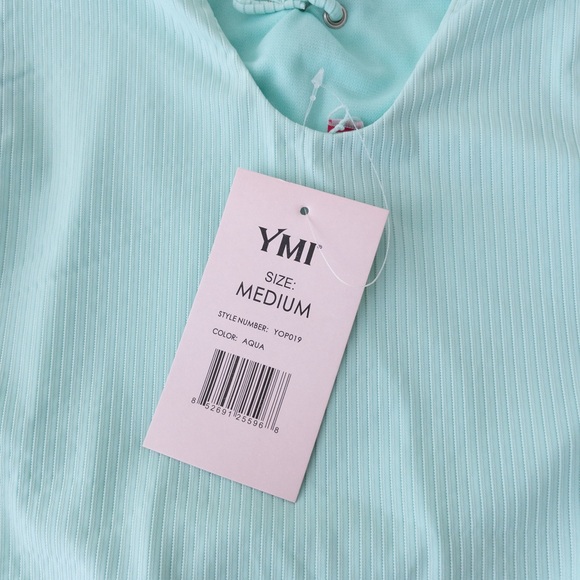 YMI • Aqua Lace-up Swimsuit - Picture 3 of 9